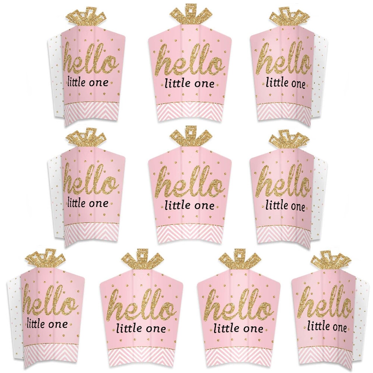 Big Dot of Happiness Hello Little One - Pink and Gold - Table Decorations -  Girl Baby Shower Fold and Flare Centerpieces - 10 Count